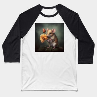 Mouse with Flower Baseball T-Shirt